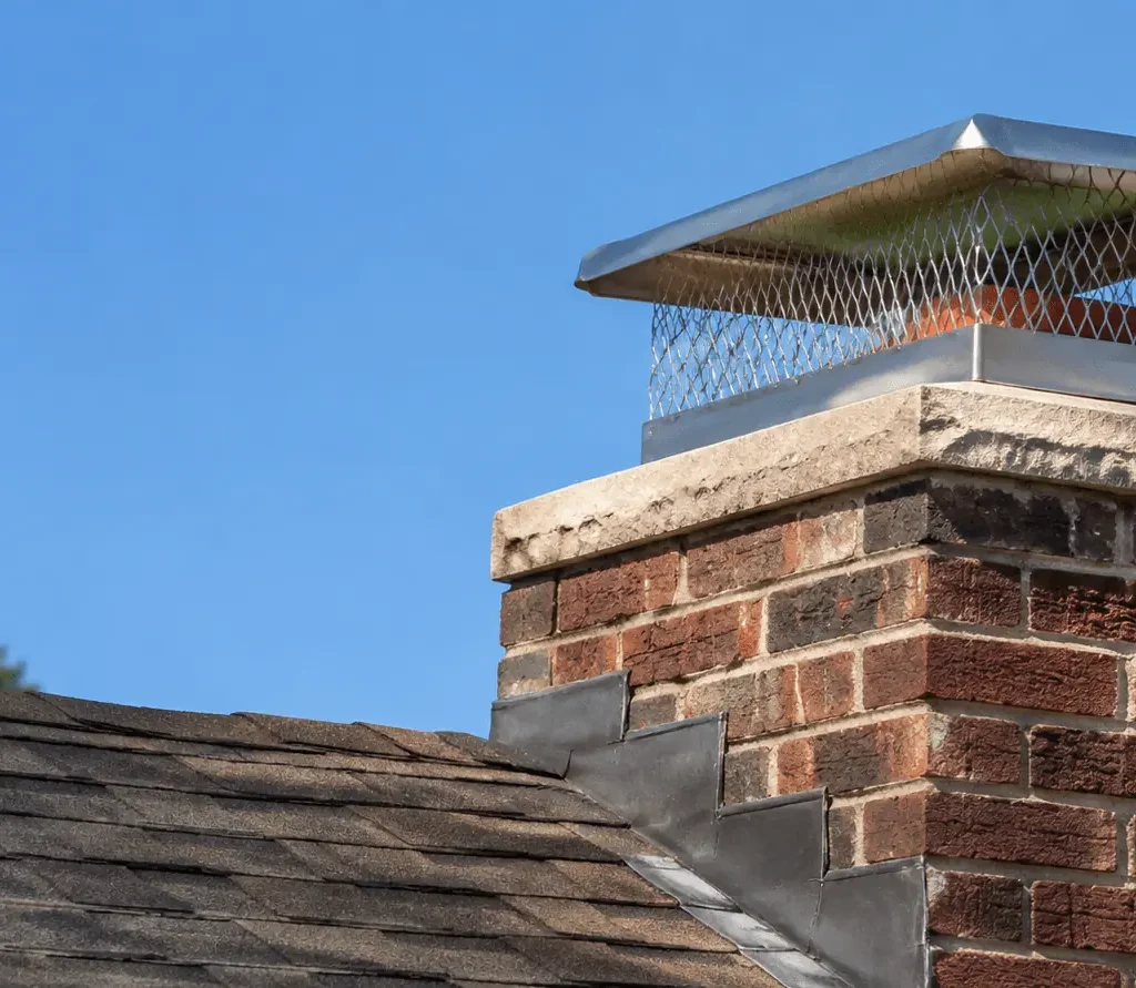 Stainless chimney cap protecting masonry flue
