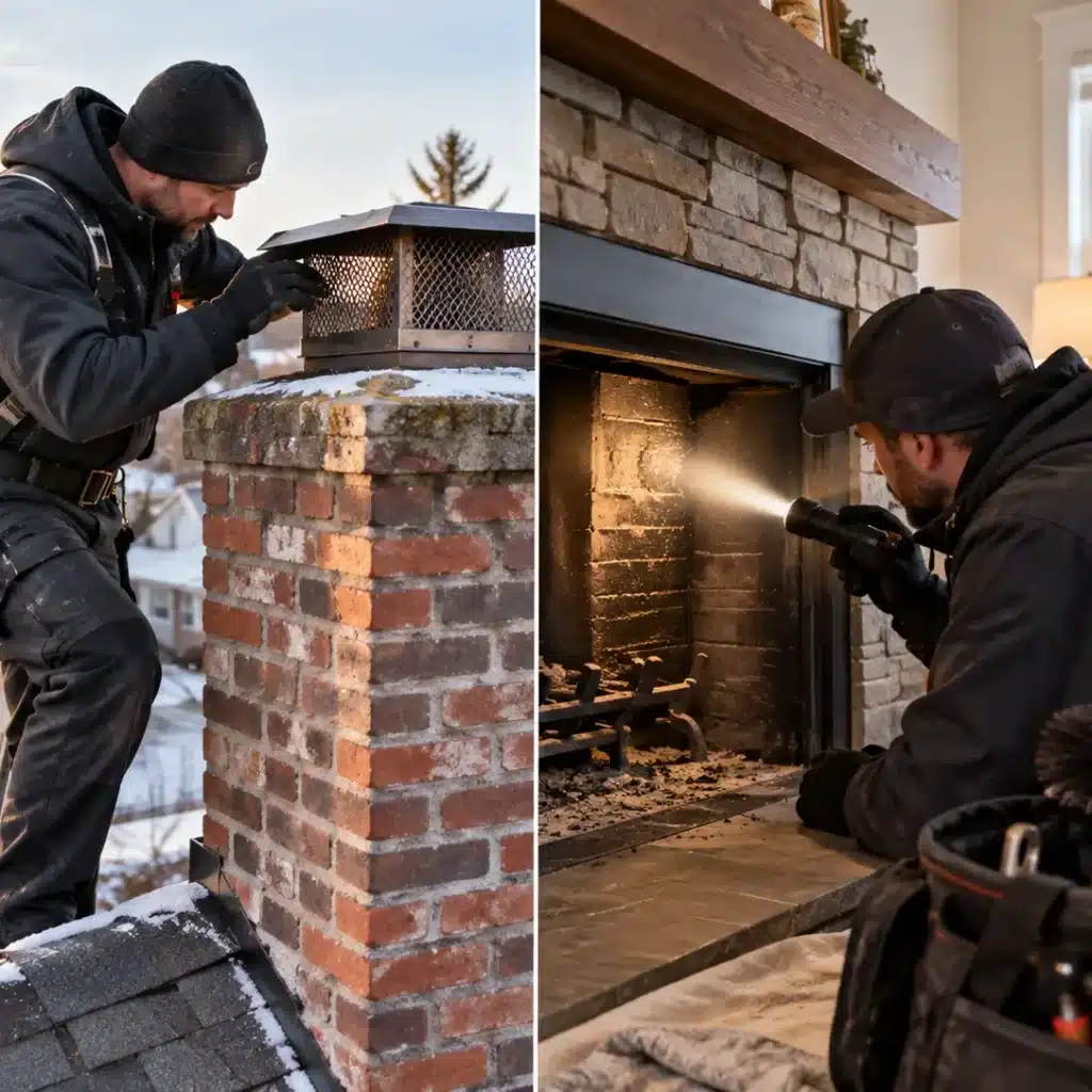 Chimney inspection and fireplace cleaning